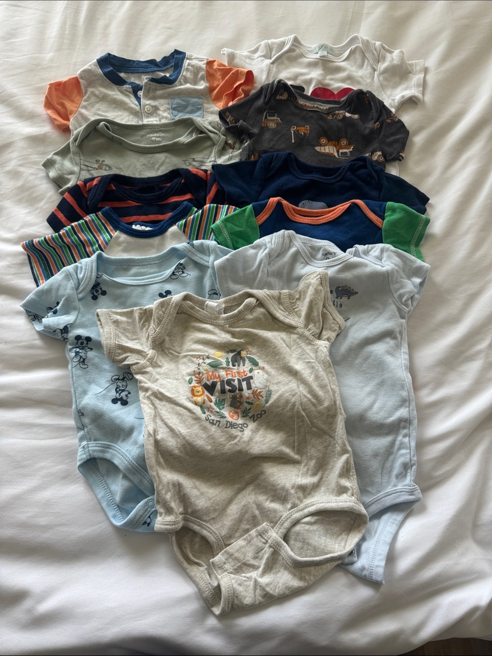 Bundle 11 Baby Short-Sleeve One-Piece Bodysuit  size 6-9 months